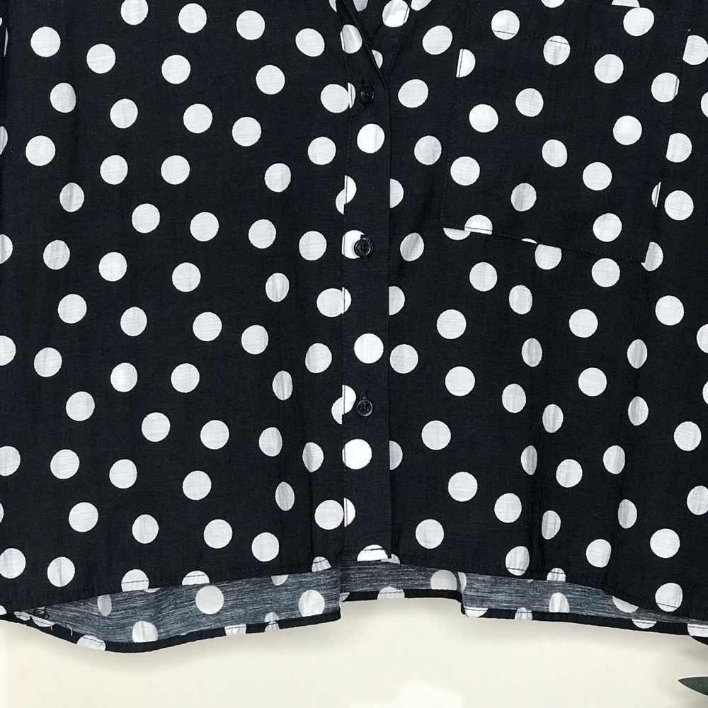 SOLD Zara Navy Dot Print Boxy Crop Shirt Top XS - Picture 4 of 11